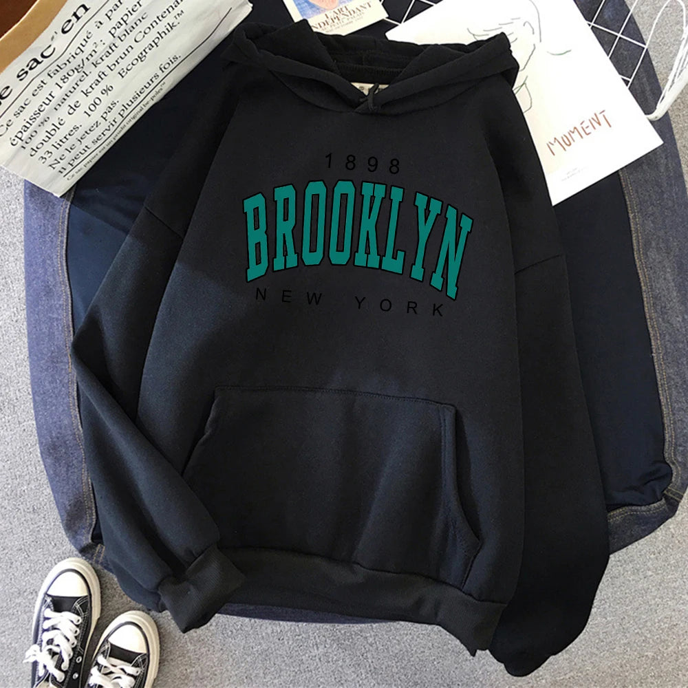 1898 Brooklyn New York Women Hoodies Fashion Fleece Sweatshirts