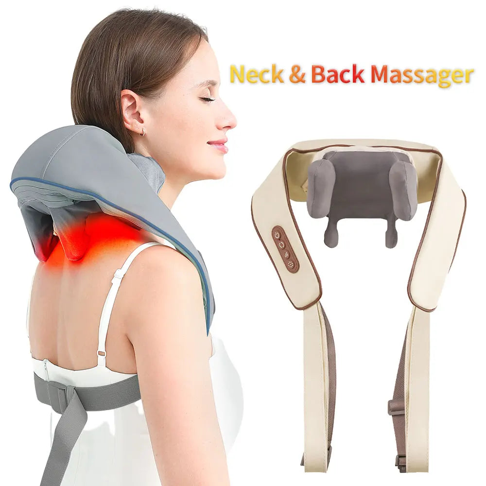 Wireless Neck And Shoulder Kneading Massage Pillow Electric Neck And Back Massager Cervical Back Muscle Relaxing Massage Shawl