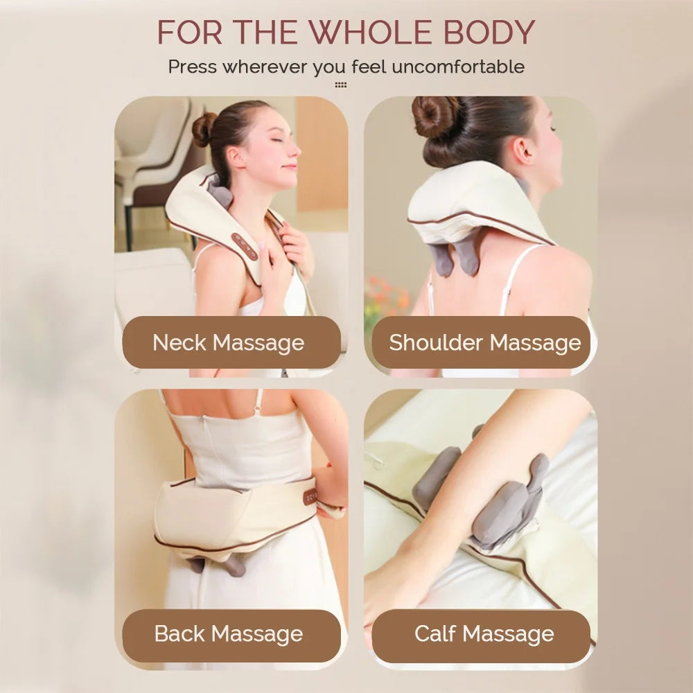 Wireless Neck And Shoulder Kneading Massage Pillow Electric Neck And Back Massager Cervical Back Muscle Relaxing Massage Shawl