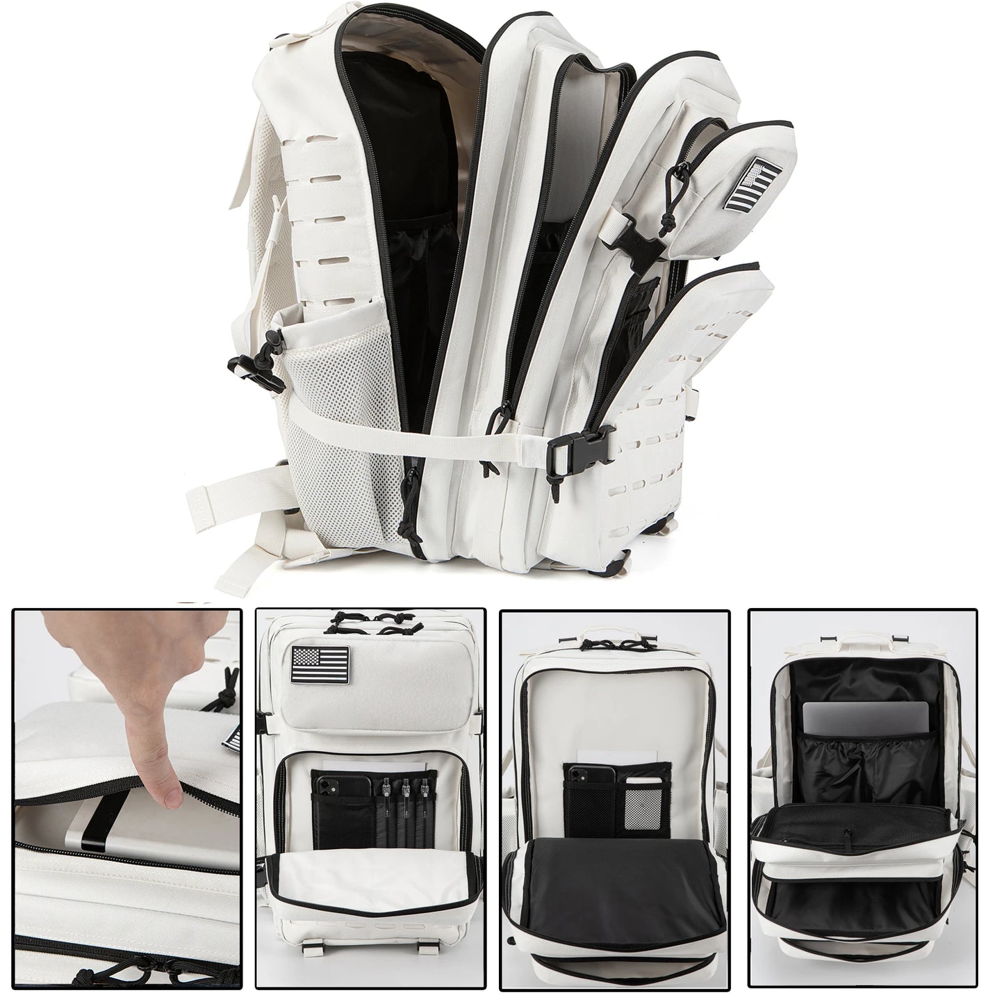 Tactical Backpack for Men and Women Outdoor Survival Bug Out Bag Small School Rucksack Hking with Bottle Holder